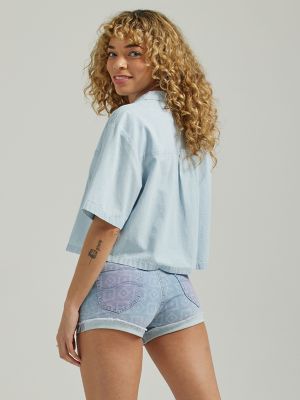 Women's Lasered Cut Off Shorty Short