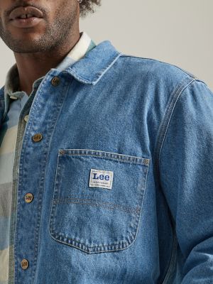 SOLID COLOR DENIM OVERSHIRT - Light green