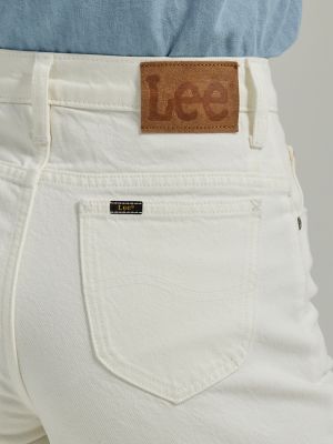 Uniqlo Jeans Women 30 In Off White Rigid Denim Tapered High Waisted Jeans