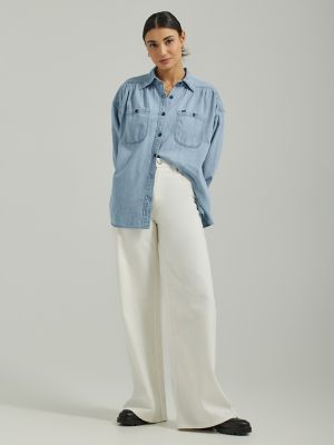 Women's High Rise A-Line Jean in Marble White