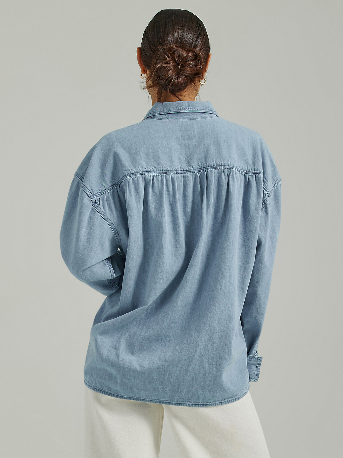 Women's Frontier Shirred Button Down Shirt in Blue Media alternative view 1