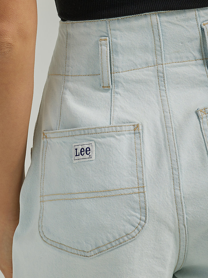 Women's Denim High Rise Pleated Wide Leg Jean in Solar Bleach alternative view 5