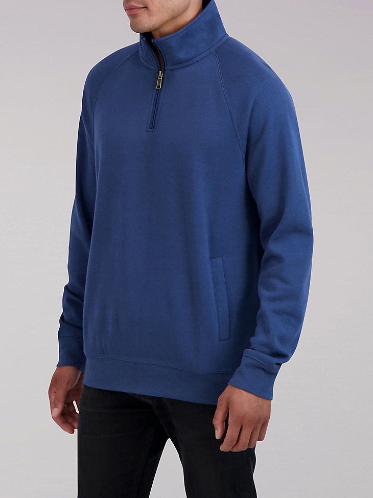 Men's Heavyweight Fleece Quarter Zip Sweater in Blue Denim alternative view 2