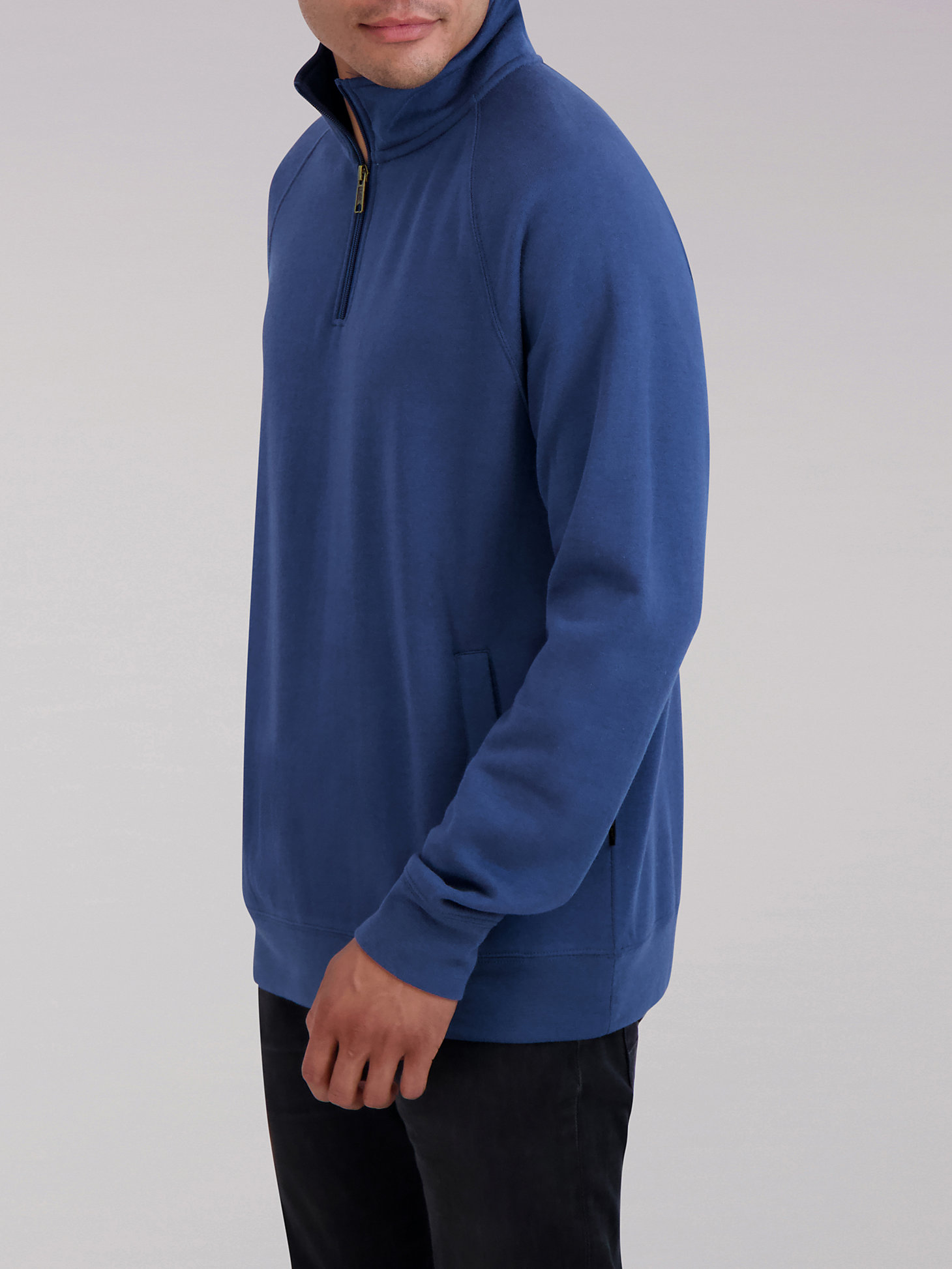 Men's Heavyweight Fleece Quarter Zip Sweater in Blue Denim alternative view 3