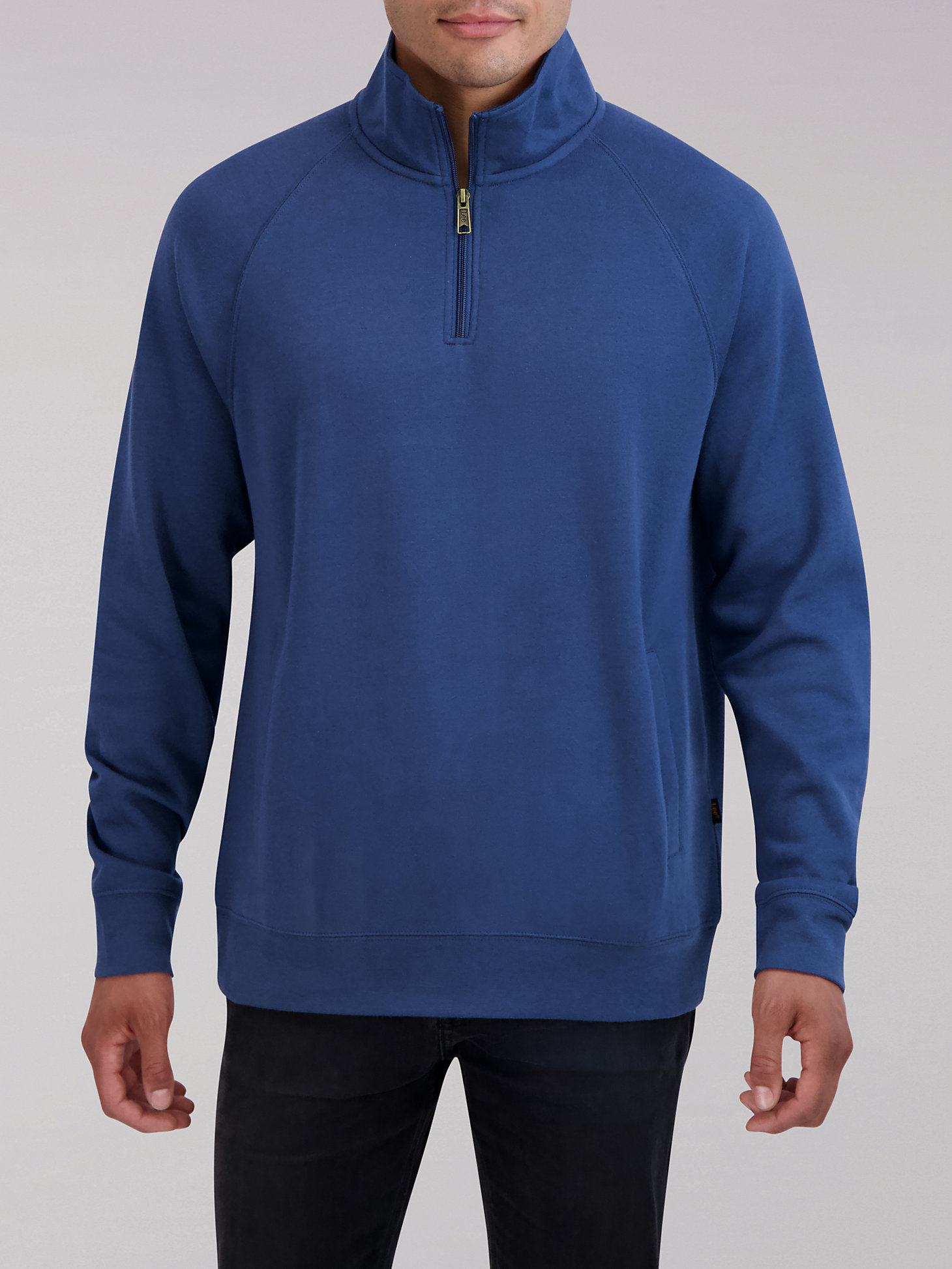 Men's Heavyweight Fleece Quarter Zip Sweater in Blue Denim main view
