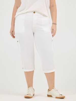 Women's Ultra Lux Comfort with Flex-To-Go Relaxed Fit Cargo Capri (Plus) in White alternative view