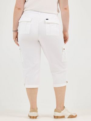 Women's Ultra Lux Comfort with Flex-To-Go Relaxed Fit Cargo Capri (Plus) in White alternative view 2