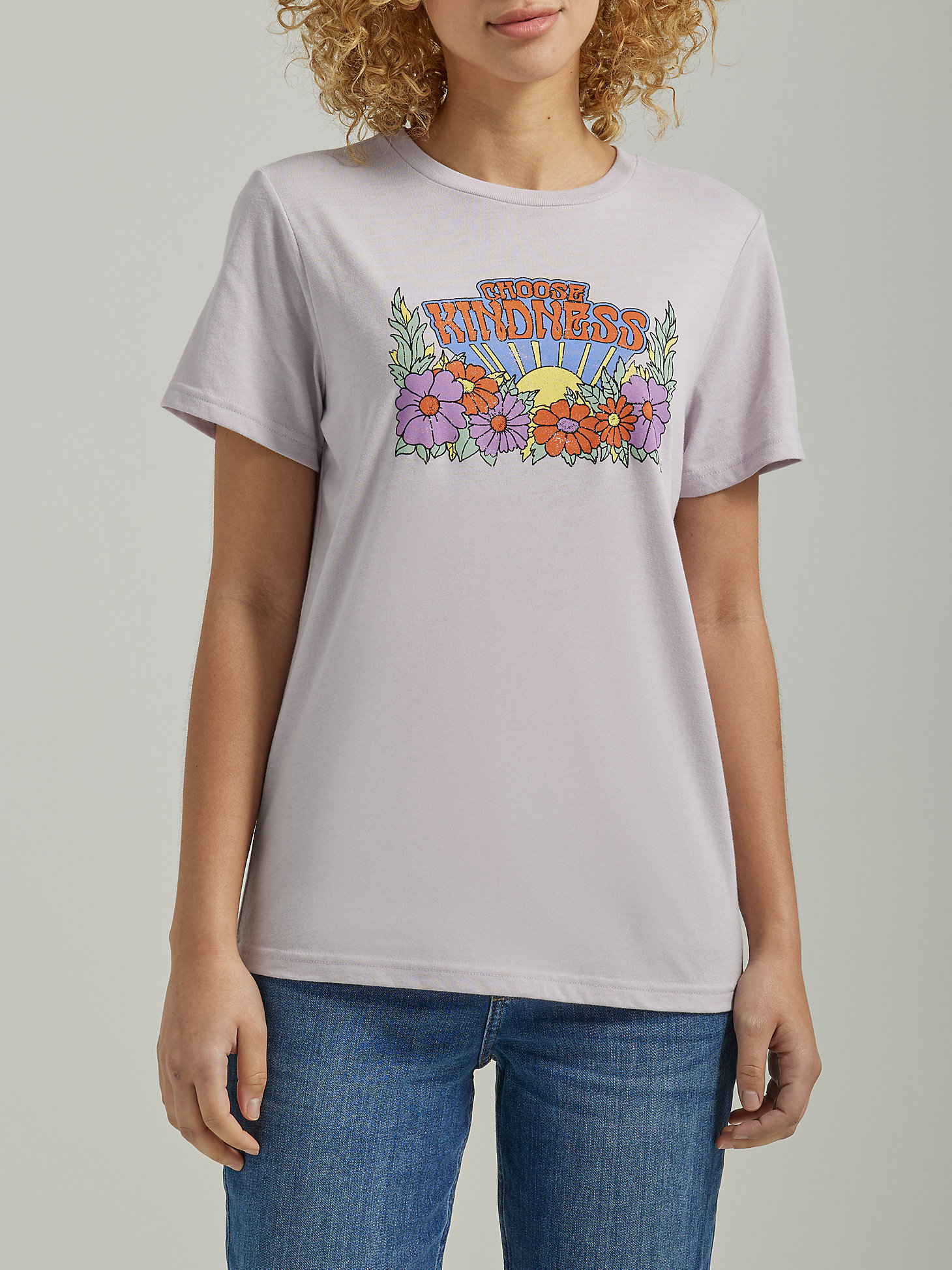 Women's Choose Kindness Graphic Tee in Misty Lilac main view
