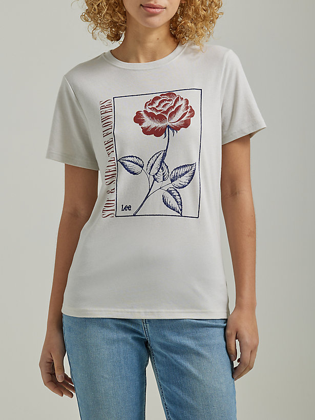 Women's Slim Fit Smell the Flowers Graphic Tee