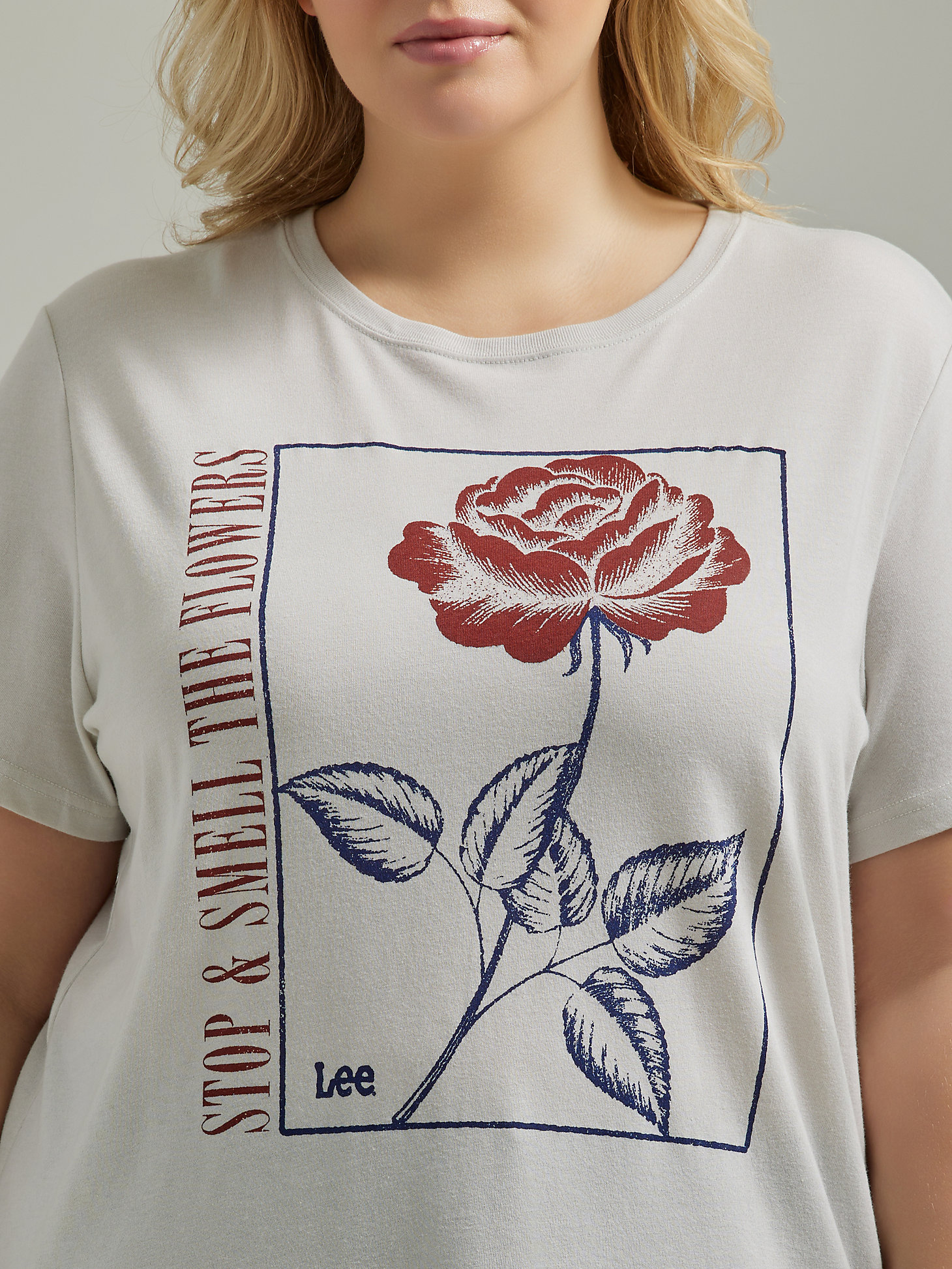 Women's Smell the Flowers Graphic Tee (Plus) in Lunar Rock main view