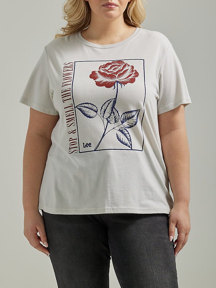 Women's Smell the Flowers Graphic Tee (Plus) in Lunar Rock alternative view 2