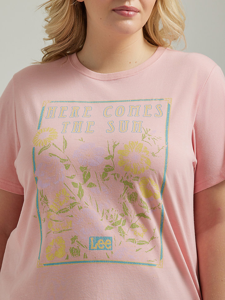 Women's Sun Flower Graphic Tee (Plus) in Pink Icing alternative view 2