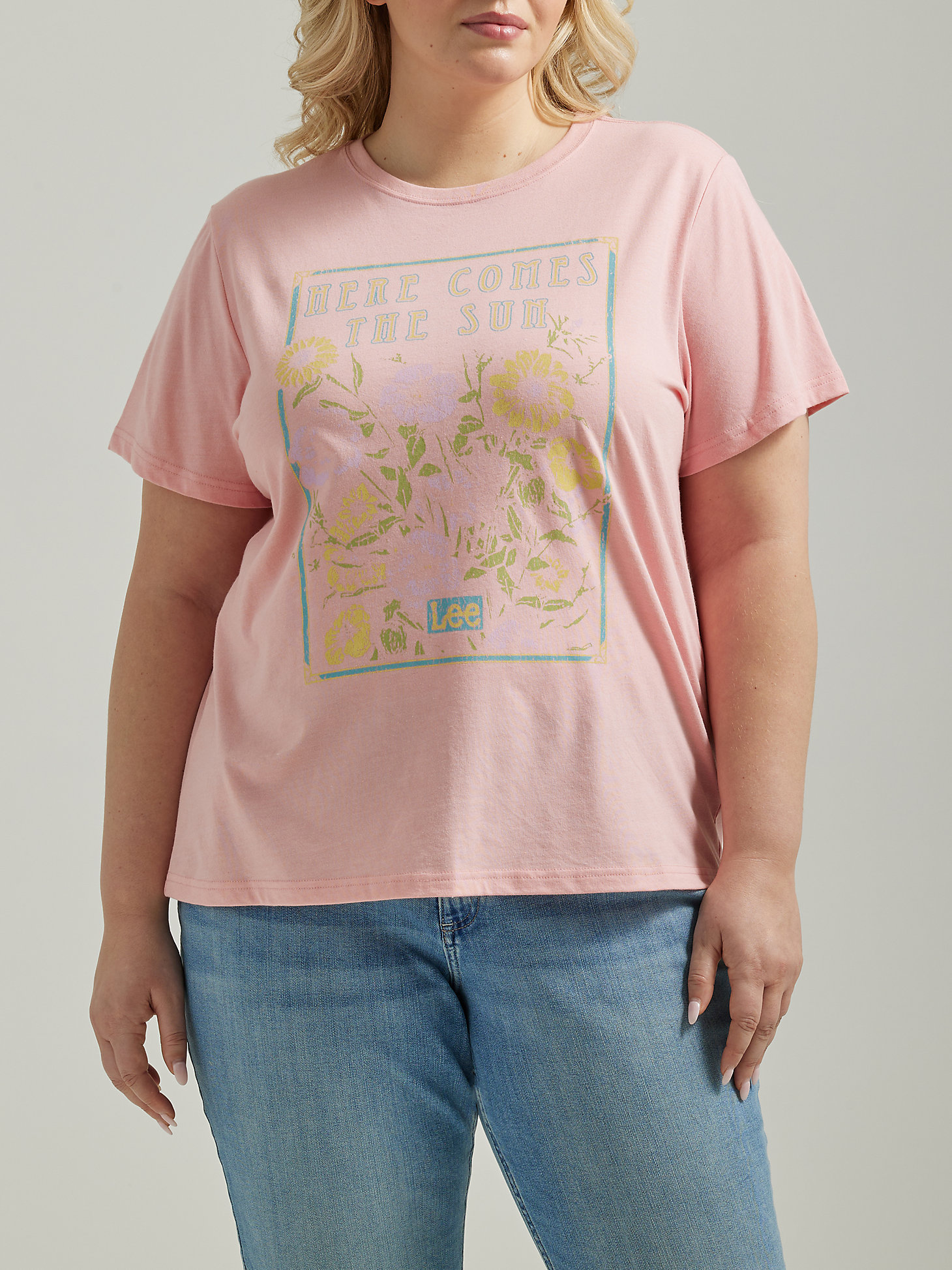 Women's Sun Flower Graphic Tee (Plus) in Pink Icing main view