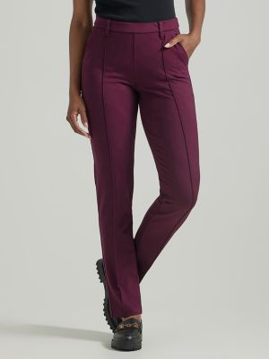 Lands End Womens Stretch Straight Leg Trouser Pants High Rise Maroon S –  Goodfair