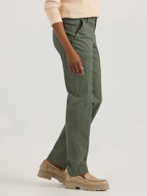 Lux Side Pocket Straight Leg Joggers In Military Green