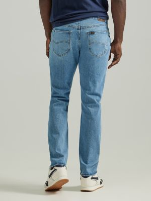 Men's Blue Cargo Pocket Jeans Stonewashed Stretchy Denim, FREE EXPRESS  SHIPPING