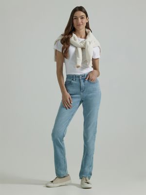Lee Comfort Waistband Stretch Straight Leg Denim Jeans Women's 8 S Blue Mid  Rise