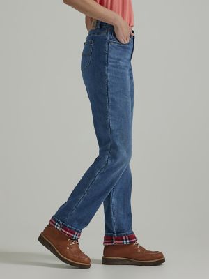 Womens Fleece Lined Relaxed Fit Jeans Straight Leg Lee