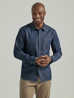 Men's Extreme Motion All Purpose Denim Button Down Shirt