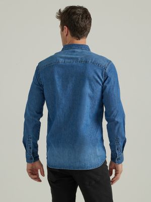 Men's Extreme Motion All Purpose Denim Button Down Shirt in Medium Indigo alternative view