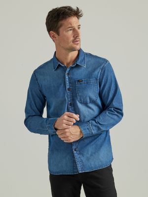 Men's Extreme Motion All Purpose Denim Button Down Shirt