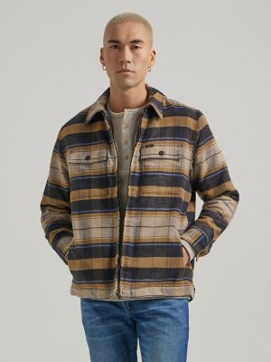 Men's sherpa clearance lined flannel jacket