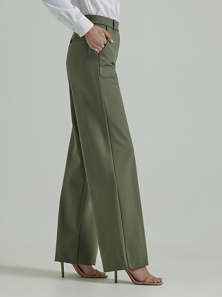 Women's Ultra Lux Comfort Any Wear Wide Leg Pant in Olive Grove alternative view 3