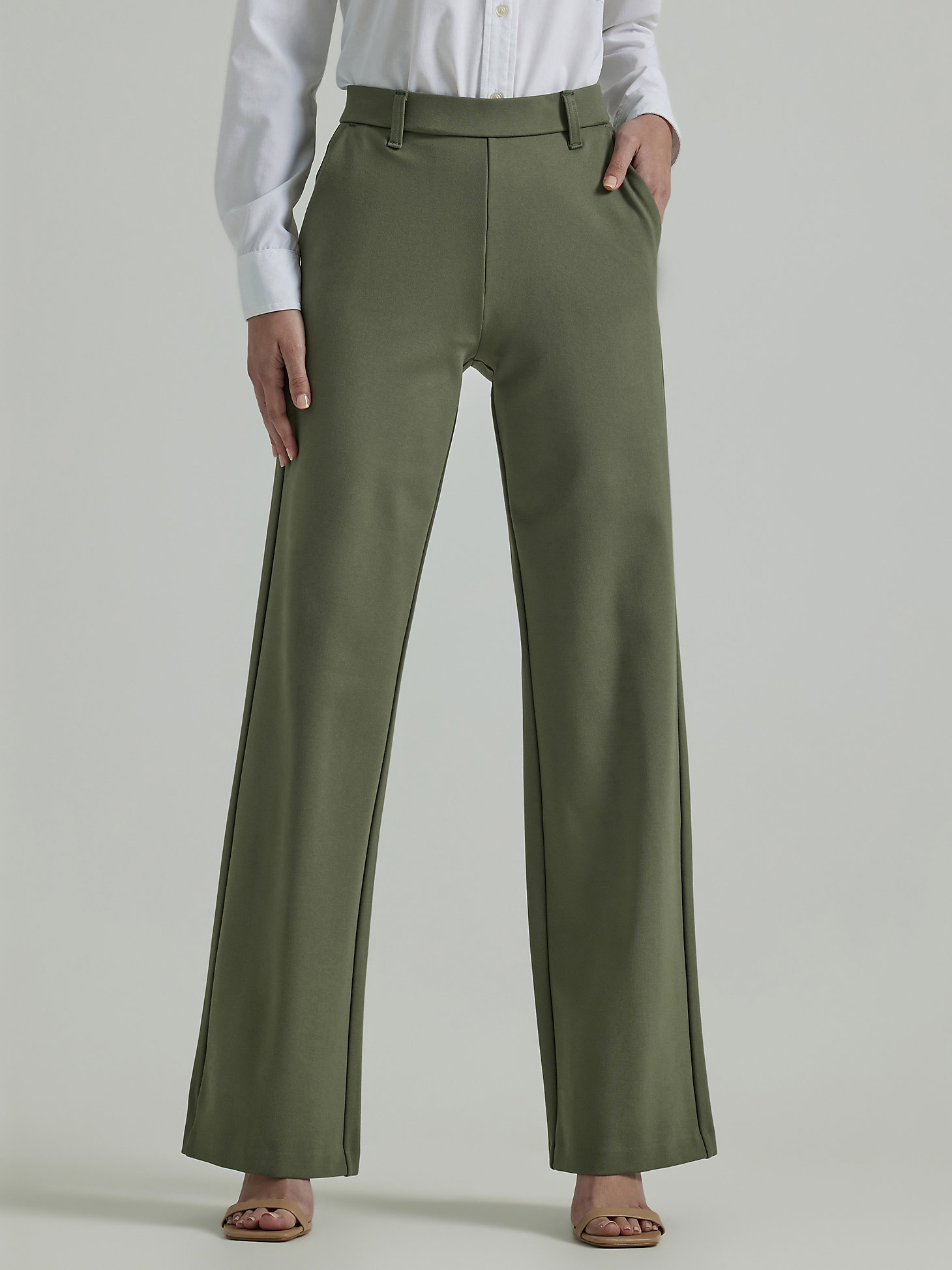 Women's Ultra Lux Comfort Any Wear Wide Leg Pant in Olive Grove main view