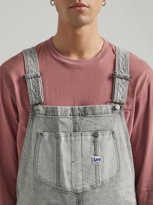 Men's Paneled Bib Overall in Mid Wash