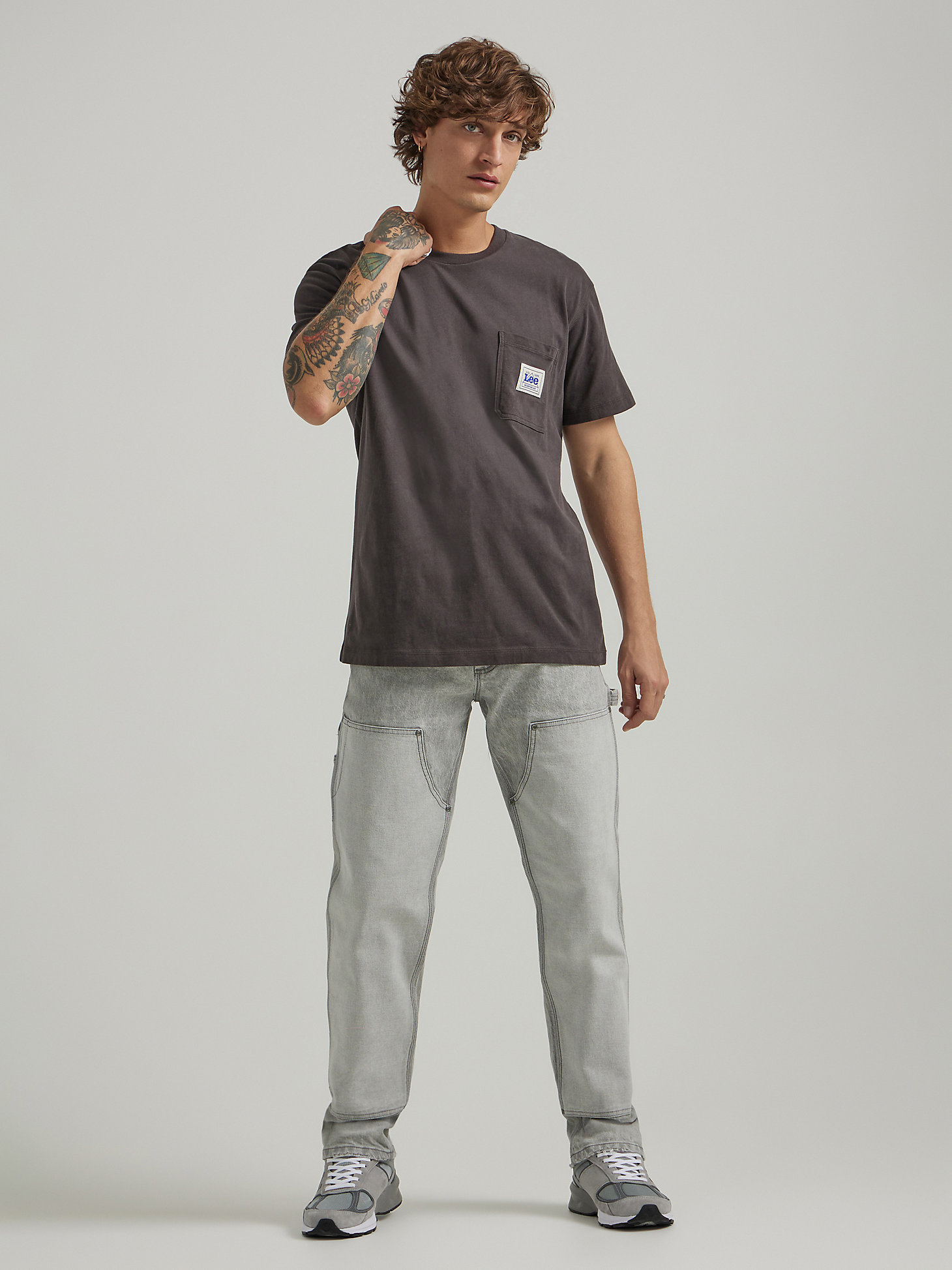 Men's Double Knee Carpenter Jean in Washed Grey