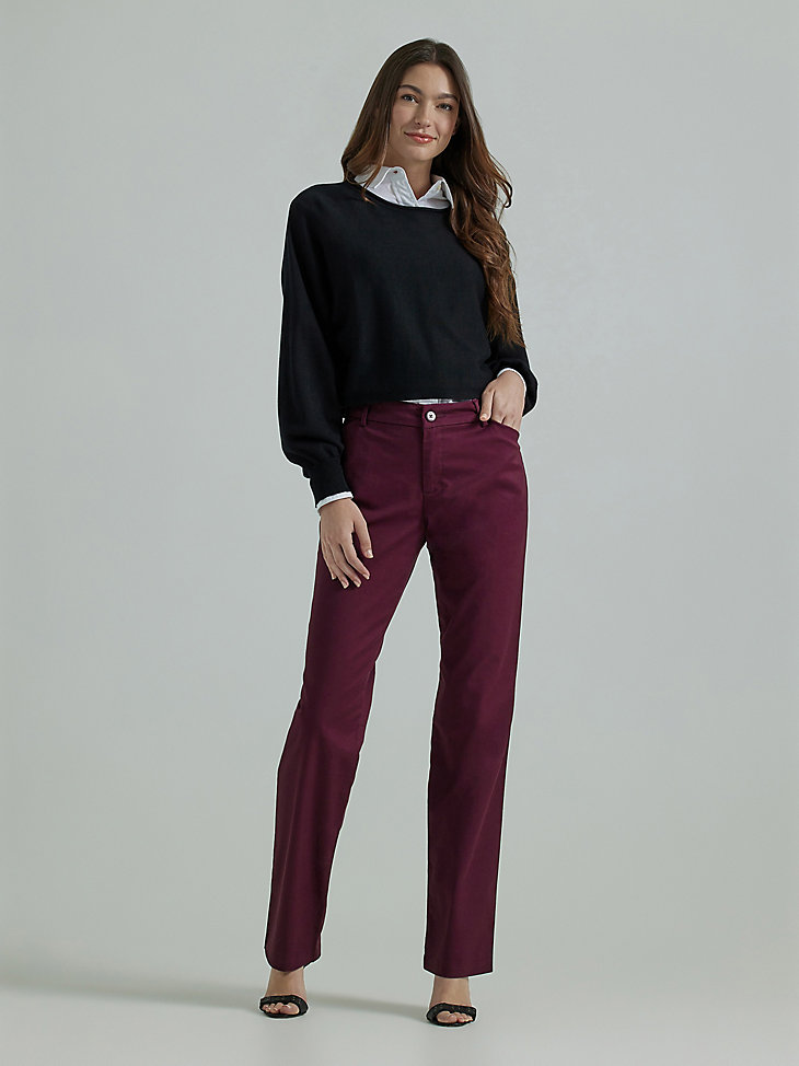 Women's Wrinkle Free Relaxed Fit Straight Leg Pant in Rodeo Red alternative view