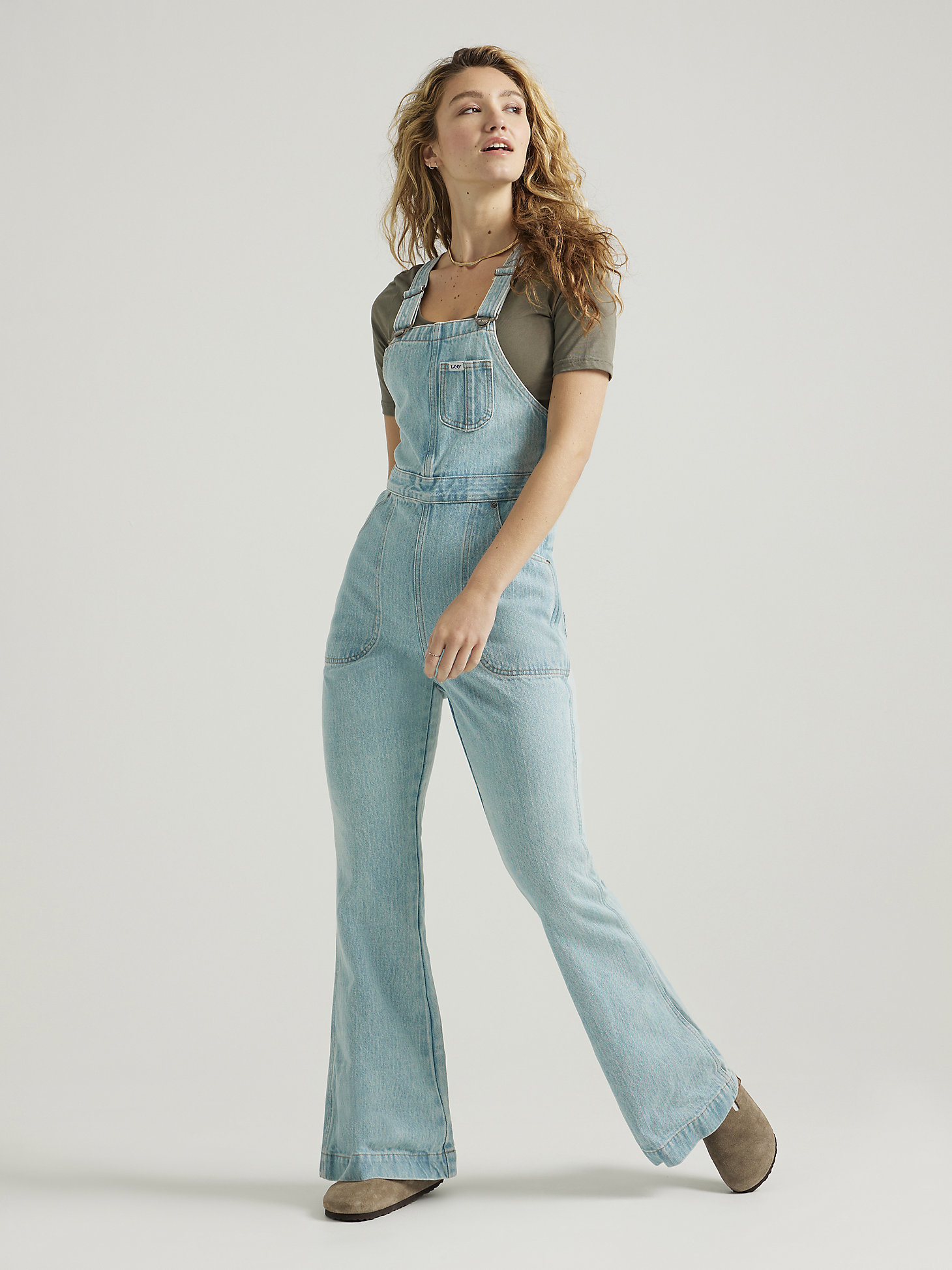 Women's Lee European Collection Factory Flare Overall in Vibrant Blues alternative view 7