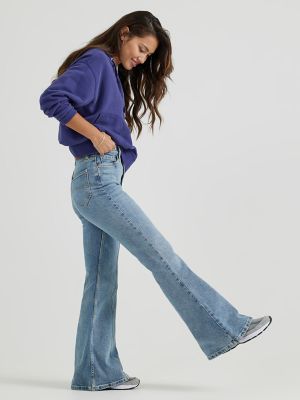 Level 99 Camille Seamed Kick Flare Denim in Glenbrook - Vintage Fringe