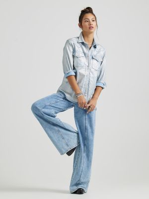 High Rise Slouch Wide Jeans - Mid Indigo