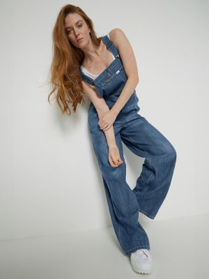 Women's denim hot sale bib overalls