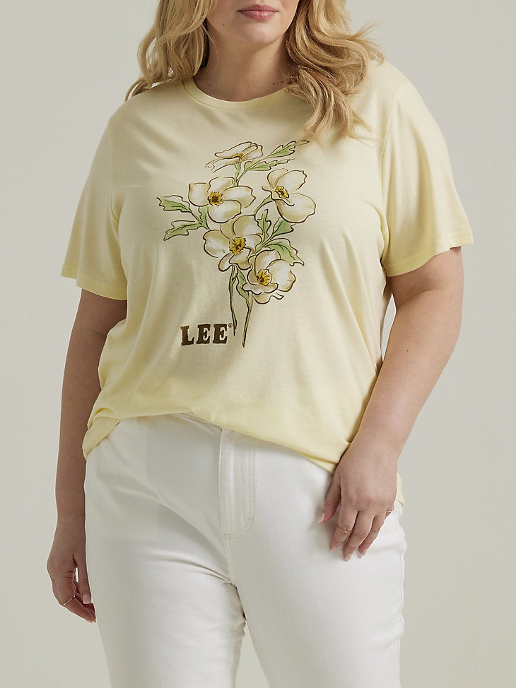 Women's Lee Flowers Graphic Tee (Plus) in Sunwashed Heather main view