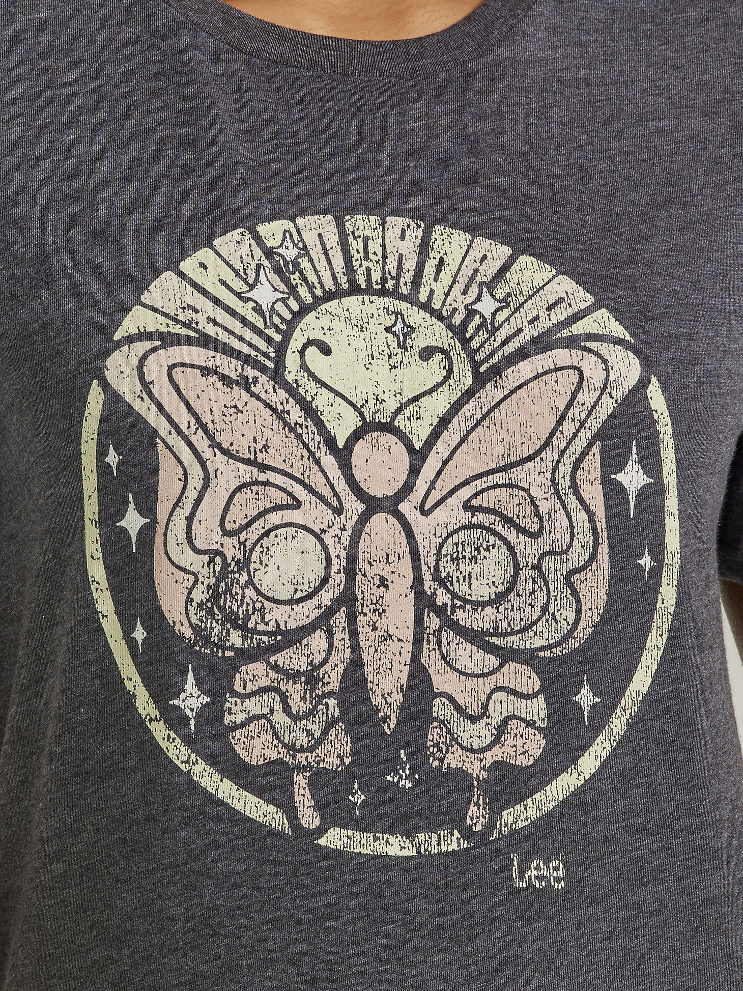 Women's Butterfly Graphic Tee in Charcoal Heather alternative view 2