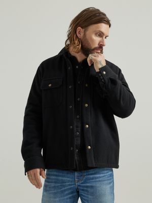 Men's Lee 101 Wool Overshirt in Washed Black