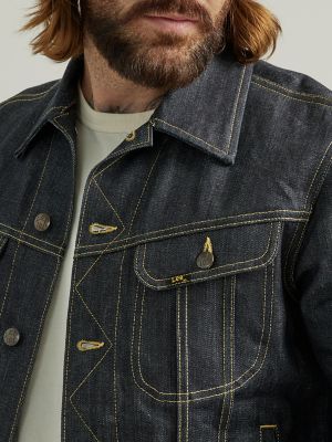 Mens Denim Leather Jacket, Size: M-XL