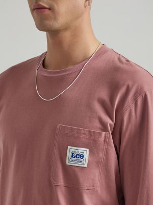 Men's Workwear Long Sleeve Pocket Tee in Dark Mauve