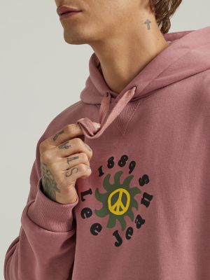 Men's Embroidered Micro Logo Loose Fit Hoodie in Dark Moss