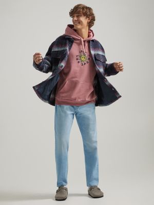Men's Loose Fit Graphic Hoodie in Dark Mauve alternative view 4