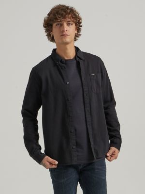 Men's Lee Denim Button Down Shirt in Black