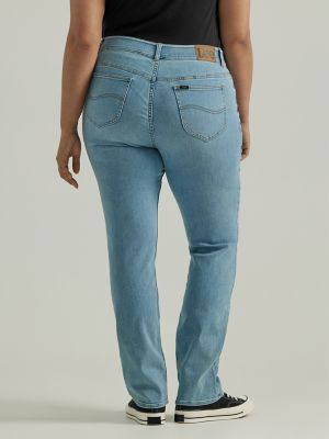 Lee Comfort Stretch Waistband Women's Straight Leg Jeans Mid Rise