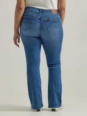 Plus Size Super Stretch Zip Pocket Straight Leg Tall Length Indigo Blue Pant