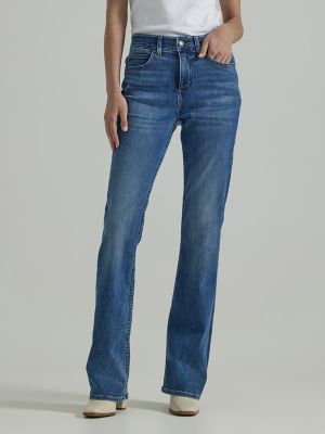 Lee Womens Petite Stretch Pull-On Bootcut Jeans