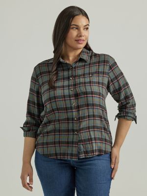 plus size plaid button down shirt