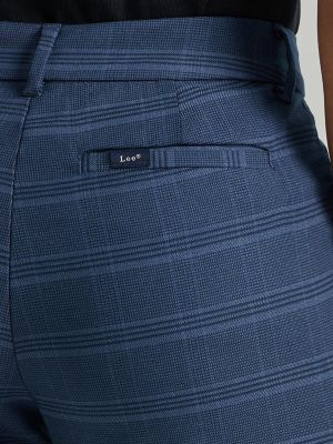 Women's Wrinkle Free Relaxed Fit Straight Leg Pant (Petite) in Navy Insignia Plaid alternative view 4