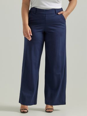 Plus Size Wide Leg Pant in Navy, Cool Plus Size Clothing - See