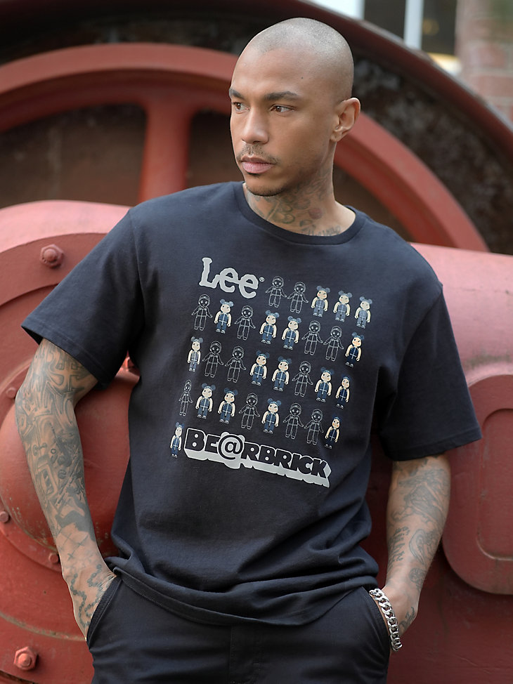 Men's Lee x BE@RBRICK and Buddy Lee Line Up Relaxed Fit Tee in Washed Black alternative view